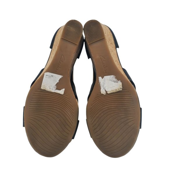 Clarks Margee Gracie Leather Open Toe Wedge Heel Comfort Sandals Size 7.5 M - Picture 8 of 8